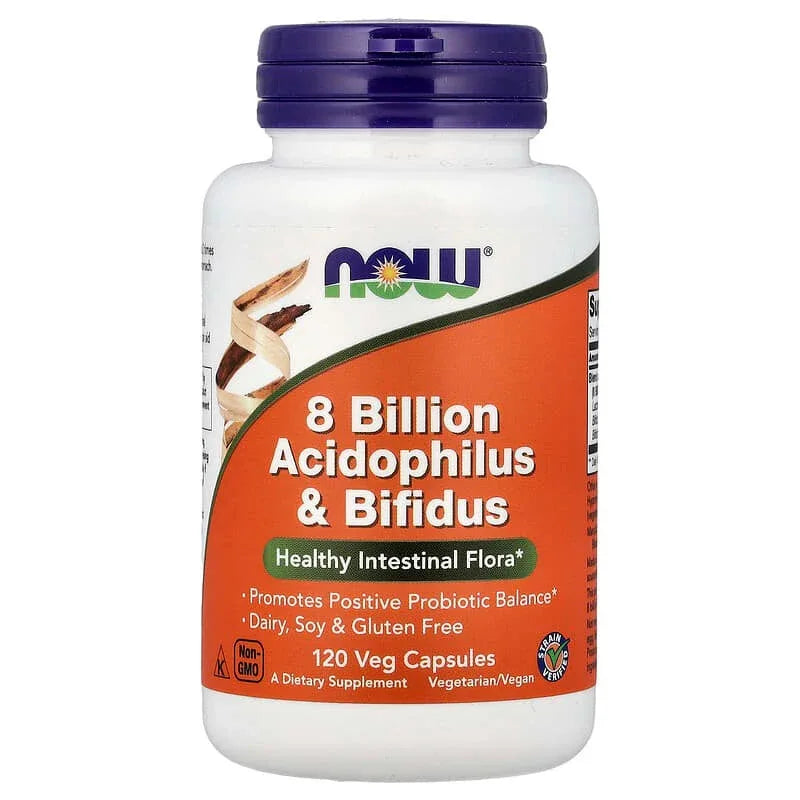 NOW Foods, 8 Billion Acidophilus & Bifidus, 120 Veg Capsules (68 mg per Capsule)