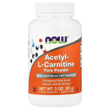 Acetyl-L-Carnitine pure powder supplement bottle, white with orange front label