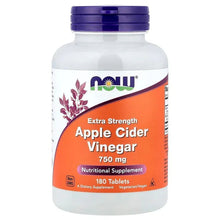 NOW Apple Cider Vinegar supplement tablets bottle, 750 mg, purple cap