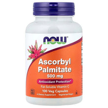 Ascorbyl palmitate supplement bottle with purple cap and label, 100 veg capsules