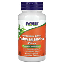 Ashwagandha extract supplement bottle with purple cap, 450 mg label