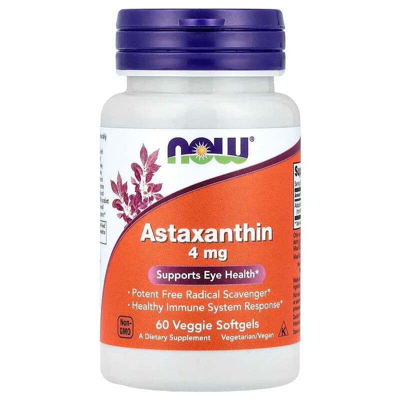 NOW Foods, Astaxanthin, 4 mg, 60 Veggie Softgels - USA MEGA SHOP