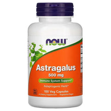 Astragalus 500 mg supplement bottle with purple cap and orange front label