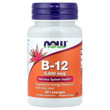 Vitamin B-12 lozenge supplement bottle with purple cap, orange label front