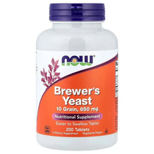 Brewer's Yeast supplement bottle with purple cap and orange front label