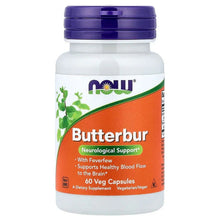 Butterbur supplement bottle with purple cap and white label