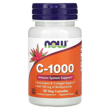 Vitamin C-1000 supplement bottle with blue cap and orange front label