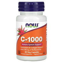 Vitamin C supplement bottle with purple cap, orange label, 30 veg capsules