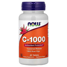 Vitamin C-1000 supplement bottle with rose hips label, 60 tablets