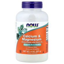 NOW Foods calcium & magnesium powder bottle, white with purple cap