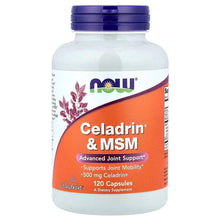 Celadrin & MSM supplement bottle with blue cap, 120 capsules front label