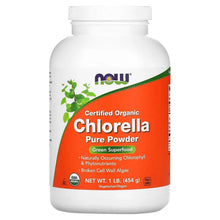 NOW Foods Certified Organic Chlorella Pure Powder bottle labeled 1 lb