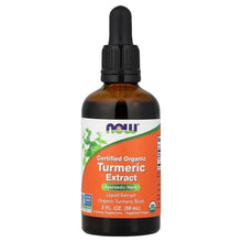 Turmeric extract liquid supplement bottle with dropper and front product label