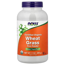 Certified organic wheat grass pure powder bottle with purple cap