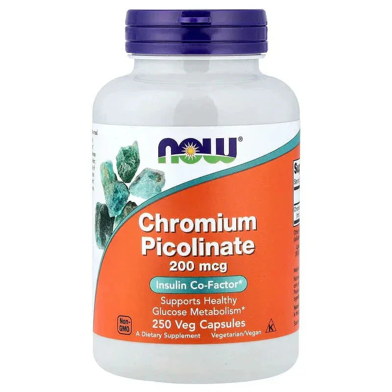 NOW Foods, Chromium Picolinate, 200 mcg, 250 Veg Capsules - USA MEGA SHOP