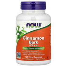 Cinnamon Bark 600 mg veg capsule bottle front label with 120 veg capsules