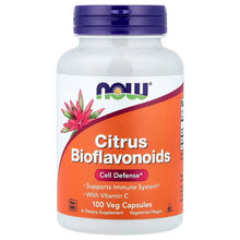 NOW Citrus Bioflavonoids veg capsule bottle, blue cap, orange label