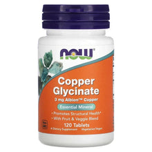 NOW Foods Copper Glycinate 3 mg bottle, orange label