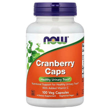 Cranberry supplement bottle with purple cap and front label, veg capsules