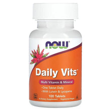 Daily Vits multivitamin bottle with orange label and "One tablet daily" text