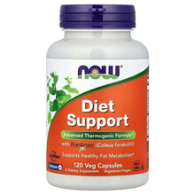 Supplement bottle with purple cap and orange front label