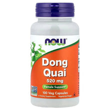 Dong Quai supplement bottle, 520 mg, 100 vegetarian capsules, NOW Foods