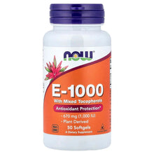 Vitamin E-1000 softgel bottle with orange label and blue cap