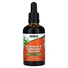 Herbal glycerite dropper bottle with amber label and NOW branding