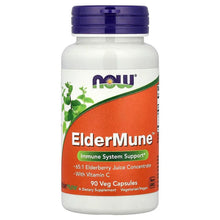 ElderMune™ supplement bottle with dark purple cap, white label, 90 veg capsules