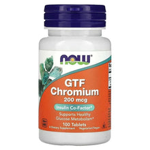 Chromium supplement bottle, purple cap, GTF Chromium 200 mcg, 100 tablets