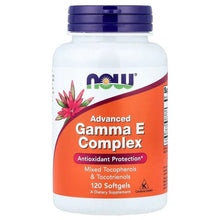 Gamma E Complex softgel bottle with purple cap and orange antioxidant label