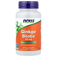 Ginkgo Biloba 60 mg supplement bottle with blue cap and orange front label