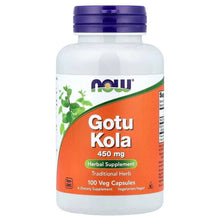 Gotu Kola 450 mg supplement bottle with purple cap, 100 veg capsules label