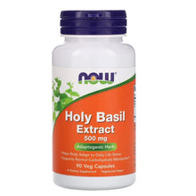 Holy basil extract bottle, 500 mg label with purple cap