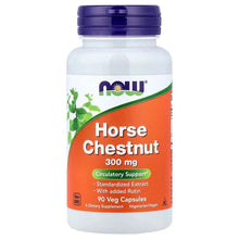 Horse chestnut supplement bottle with blue cap and 90 veg capsule front label