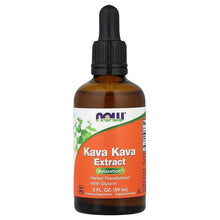NOW Kava Kava Extract bottle with dropper, front label and Relaxation message