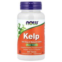 Kelp supplement bottle with purple cap and orange label, 200 tablets