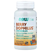 NOW Foods Kids Berry Dophilus chewables bottle, berry flavor digestive support