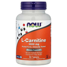 Dietary supplement bottle with purple cap, L-Carnitine 1000 mg label