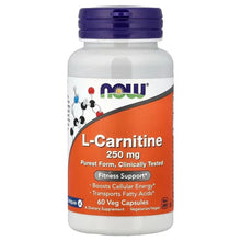 NOW L-Carnitine 250 mg veg capsule bottle, 60 count