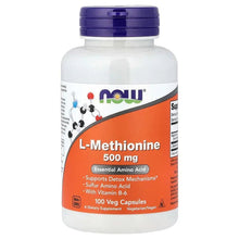 L-Methionine supplement bottle with purple cap, orange and white front label