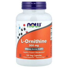 NOW L-Ornithine 500 mg supplement bottle, 120 vegetarian capsules