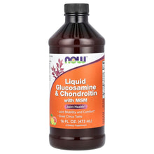 NOW Foods liquid supplement bottle, dark amber with orange front label