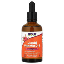 Liquid Vitamin D-3 bottle with dropper, amber liquid and black cap