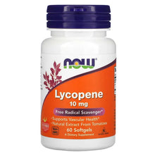 Lycopene 10 mg softgels bottle with purple cap and orange front label