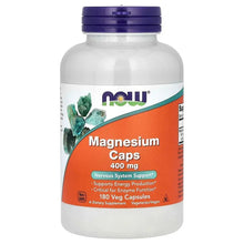 Magnesium supplement bottle with purple cap and front label showing 400 mg, 180 veg capsules