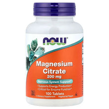 Magnesium citrate supplement bottle, purple cap, front label with 200 mg dosage