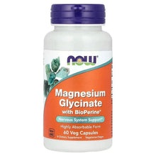 Magnesium glycinate supplement bottle with BioPerine, 60 veggie capsules