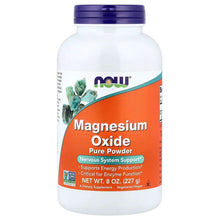 Magnesium oxide pure powder supplement bottle with purple cap, front label