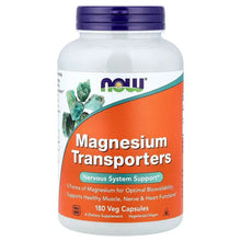 Magnesium supplement bottle, orange label: 180 Veg Capsules